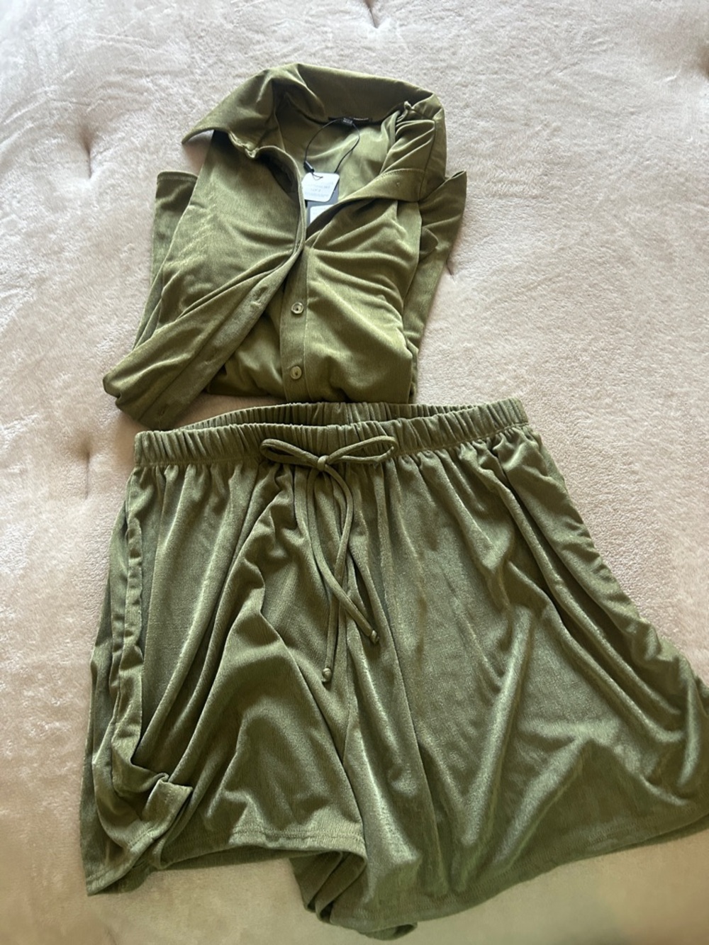 Olive Green Two-Piece Lounge Set